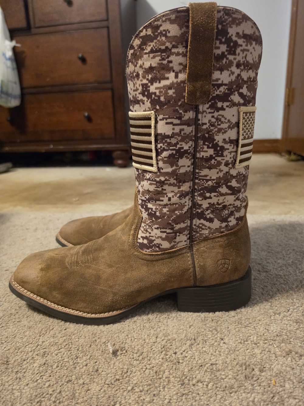 Ariat Men's Brown Suede & Digital Camo Western Boots